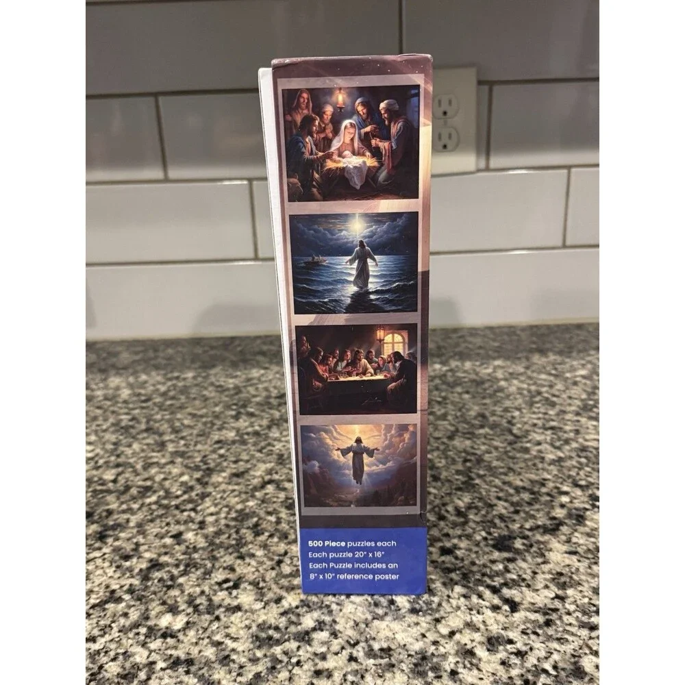 Christian Puzzles for Adults 500 Pieces - 4-in-1 Bible 